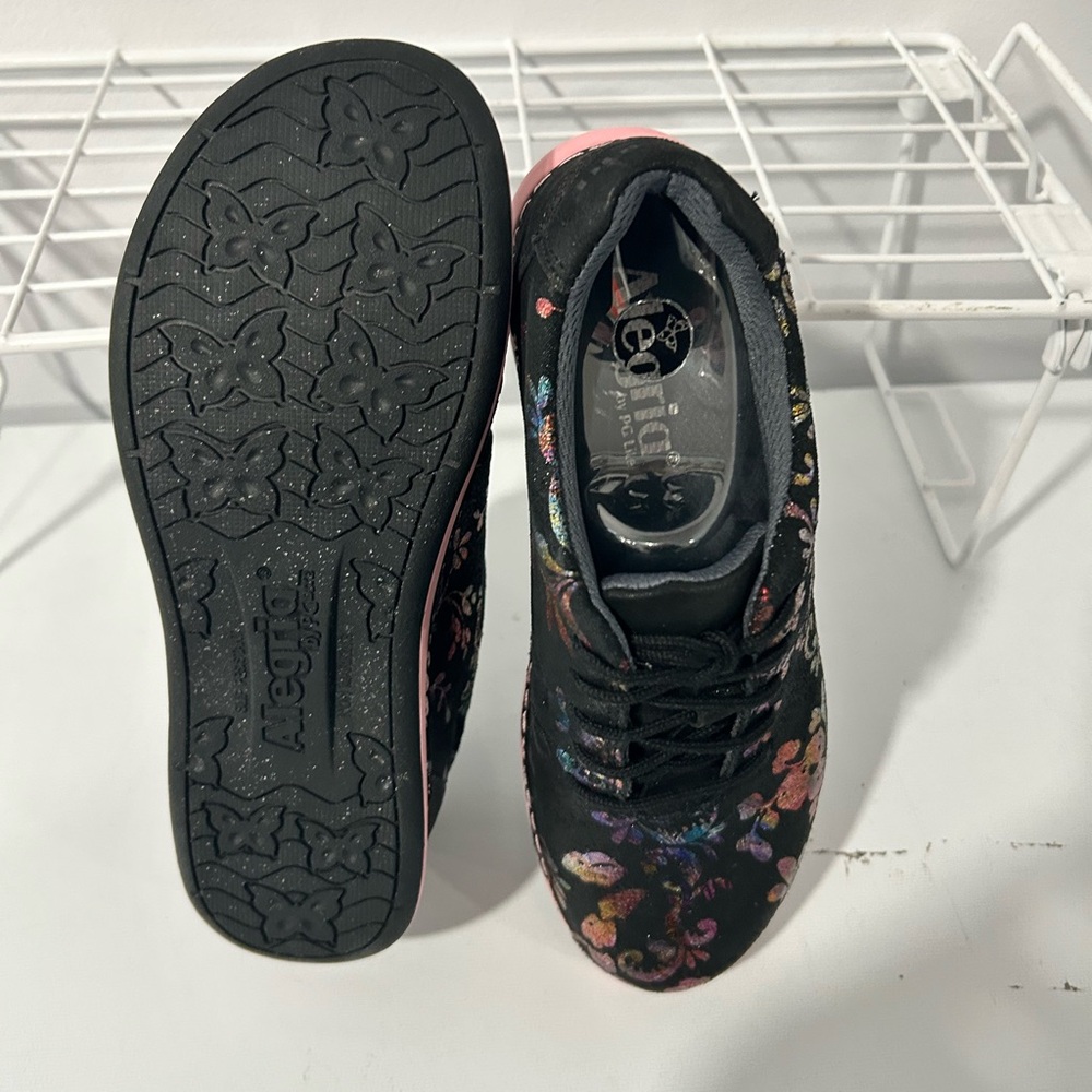 Alegria ESSENCE REGAL BEAUTY BLACK LEATHER SNEAKERS SHOES WOMENS SZ 5-5.5 - Picture 3 of 7